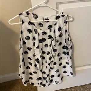 White polka dot blouse size L